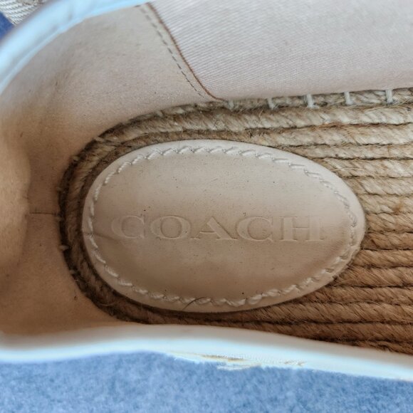 EUC Coach Carson Espadrille Signature Jacquard Slip-On Flat Jute-Foot Bed Beige - Picture 12 of 13